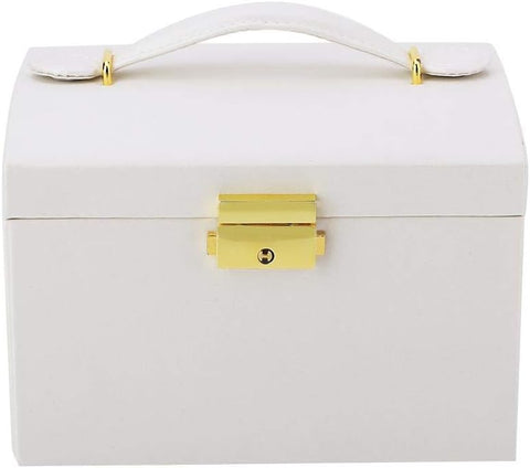 KRISHYAM® Jewelry Box, 4 Layer Leather Jewelry Boxes, Jewelry Organizer with Mirror and Lock for Girls Women Bracelets Rings Necklaces Earrings (Black, Green, Pink, White)