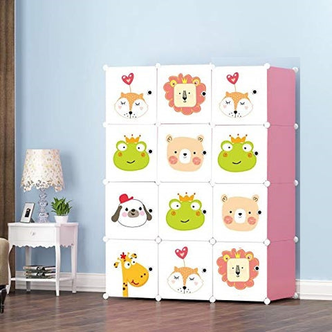 KriShyam ® 12 Door Plastic Sheet Wardrobe Storage Rack Closest Organizer for Clothes Kids Living Room Bedroom Small Accessories/bookcase/toys