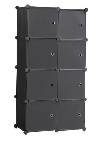 KriShyam ® 8 Door Plastic Sheet Wardrobe Storage Rack Closest Organizer for Clothes Kids Living Room Bedroom Small Accessories/bookcase/toys