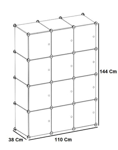 KriShyam ® 12 Door Plastic Sheet Wardrobe Storage Rack Closest Organizer for Clothes Kids Living Room Bedroom Small Accessories/bookcase/toys