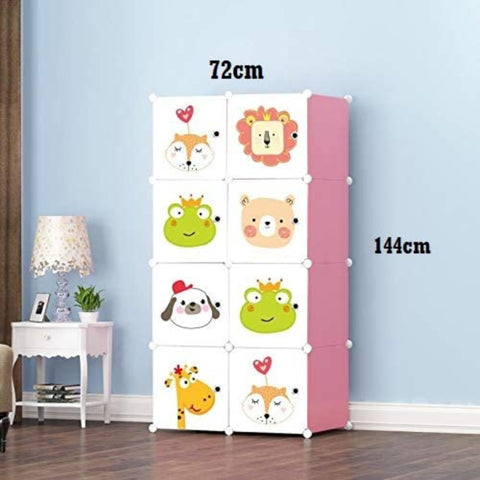 KriShyam ® 8 Door Plastic Sheet Wardrobe Storage Rack Closest Organizer for Clothes Kids Living Room Bedroom Small Accessories/bookcase/toys