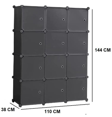 KriShyam ® 12 Door Plastic Sheet Wardrobe Storage Rack Closest Organizer for Clothes Kids Living Room Bedroom Small Accessories/bookcase/toys