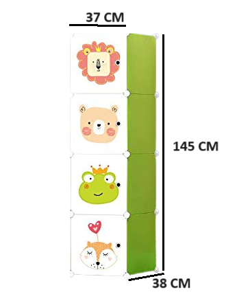KriShyam® Portable Closet Wardrobe Cube Wardrobe for Hanging Clothes, Modular Cabinet for Space Saving, Ideal Storage Organizer Cube for Books, Toys, Towels (4 Box Pink, Green, Blue, Tower)
