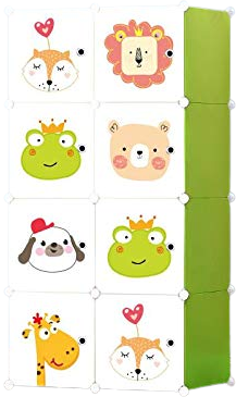 KriShyam ® 8 Door Plastic Sheet Wardrobe Storage Rack Closest Organizer for Clothes Kids Living Room Bedroom Small Accessories/bookcase/toys