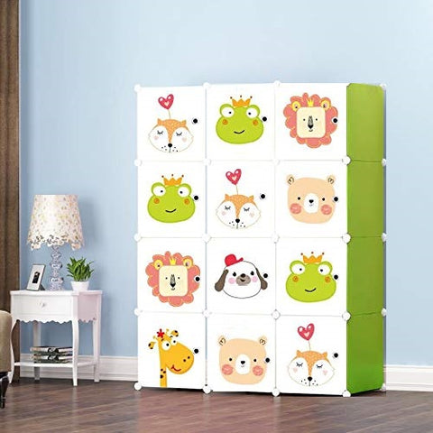 KriShyam ® 12 Door Plastic Sheet Wardrobe Storage Rack Closest Organizer for Clothes Kids Living Room Bedroom Small Accessories/bookcase/toys