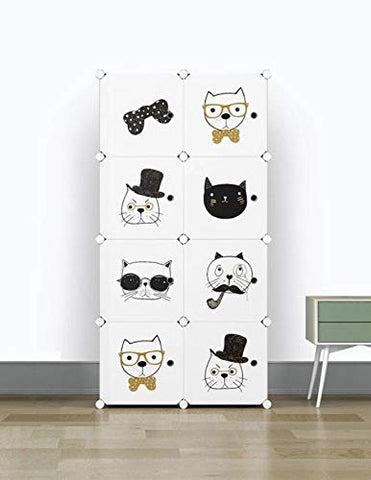 KriShyam ® 8 Door Plastic Sheet Wardrobe Storage Rack Closest Organizer for Clothes Kids Living Room Bedroom Small Accessories/bookcase/toys