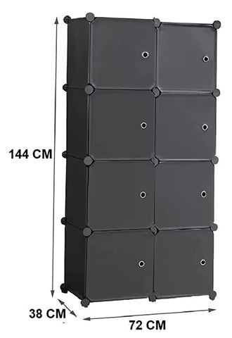 KriShyam ® 8 Door Plastic Sheet Wardrobe Storage Rack Closest Organizer for Clothes Kids Living Room Bedroom Small Accessories/bookcase/toys