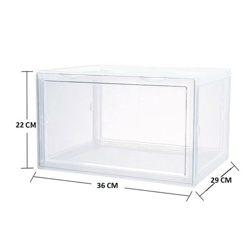 KRISHYAM® Shoe Box Storage Display Box Plastic Foldable Stackable Plastic Shoe Box, As Shoe Box Storage Containers and Shoe Organizer Containers with Lids for Women/Men(WHITE) (Pack of 2)