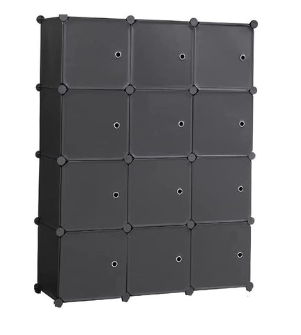 KriShyam ® 12 Door Plastic Sheet Wardrobe Storage Rack Closest Organizer for Clothes Kids Living Room Bedroom Small Accessories/bookcase/toys