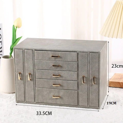 KRISHYAM® Large Jewelry Box for Women Jewelry Organizer Case with 9 Drawers for Necklaces Earrings Rings Gift Jewelry Storage Space Saving (grey, Pink, Red, White)