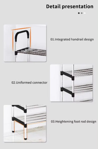 KriShyam® Stainless Steel Shoe Rack l 4 Layer Space-Saving Design and Rust-Resistant