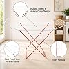 KRISHYAM® Foldable Clothes Drying Stand for Home, Metal Laundry Drying Rack with Foldable Wings, Multiple Hanging Rods & X-Frame, Space-Saving Clothes Stand for Balcony & Indoor Use, 180 x 54 x 105 cm, Red & White