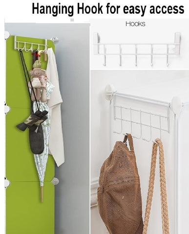 KriShyam® Portable Closet Wardrobe Cube Wardrobe for Hanging Clothes, Modular Cabinet for Space Saving, Ideal Storage Organizer Cube for Books, Toys, Towels (4 Box Pink, Green, Blue, Tower)