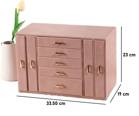 KRISHYAM® Large Jewelry Box for Women Jewelry Organizer Case with 9 Drawers for Necklaces Earrings Rings Gift Jewelry Storage Space Saving (grey, Pink, Red, White)