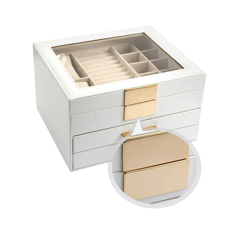 Krishyam® Clear Lid Jewelry Box,3 Layers Jewelry Organizer with 2 Drawers Large Multi-Functional Jewelry Storage Box for Necklace Earrings Bracelets Rings