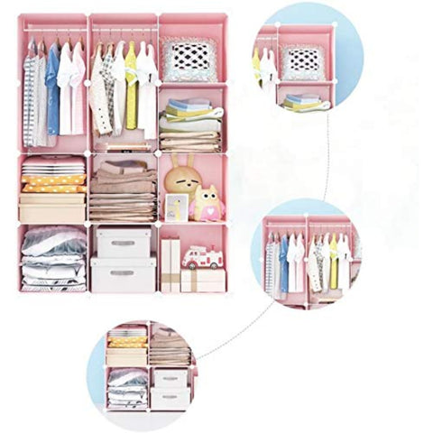 KriShyam ® 8 Door Plastic Sheet Wardrobe Storage Rack Closest Organizer for Clothes Kids Living Room Bedroom Small Accessories/bookcase/toys