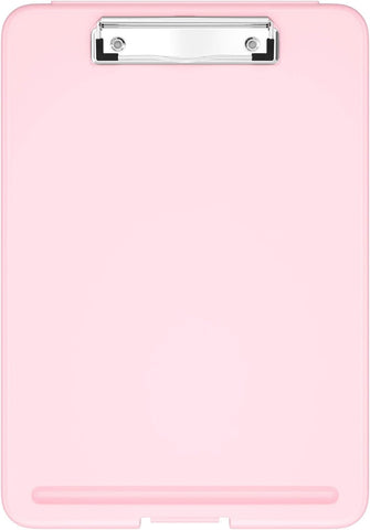 KriShyam® A4 Clipboard with Storage,Storage Clipboard with Clip,Slim Lightweight Plastic Study Writing Pad Foldable with Pen Holder & Document Compartment (Black, white, Pink)