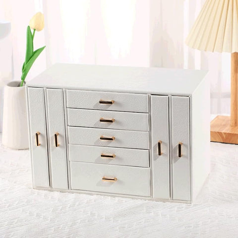 KRISHYAM® Large Jewelry Box for Women Jewelry Organizer Case with 9 Drawers for Necklaces Earrings Rings Gift Jewelry Storage Space Saving (grey, Pink, Red, White)