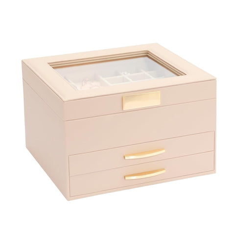 Krishyam® Clear Lid Jewelry Box,3 Layers Jewelry Organizer with 2 Drawers Large Multi-Functional Jewelry Storage Box for Necklace Earrings Bracelets Rings