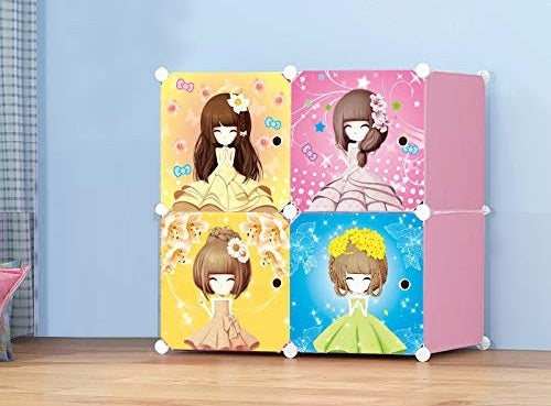 KriShyam® Portable Closet Wardrobe Cube Wardrobe for Hanging Clothes, Modular Cabinet for Space Saving, Ideal Storage Organizer Cube for Books, Toys, Towels (4/8/12 Box Barbie)