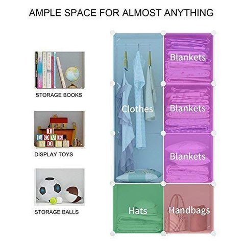 KriShyam ® 8 Door Plastic Sheet Wardrobe Storage Rack Closest Organizer for Clothes Kids Living Room Bedroom Small Accessories/bookcase/toys