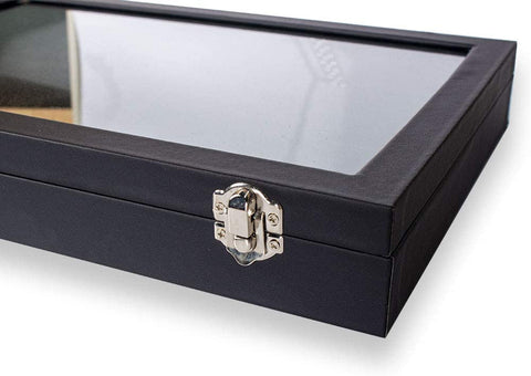 KriShyam ® Ring Earring Necklace Jewelry Storage Organizer 6 Hooks Necklace Organizer & 10 Slot Ring Holder Clear Glass Lid Display Storage Case with Lock