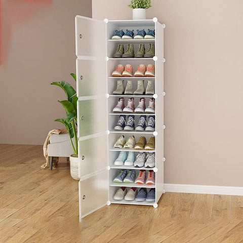 Krishyam® Portable Shoe Rack Organizer, Plastic Cube Storage 20 Pair Tower 10 Steps Plastic Shoe Rack (10 Shelves, DIY(Do-It-Yourself))