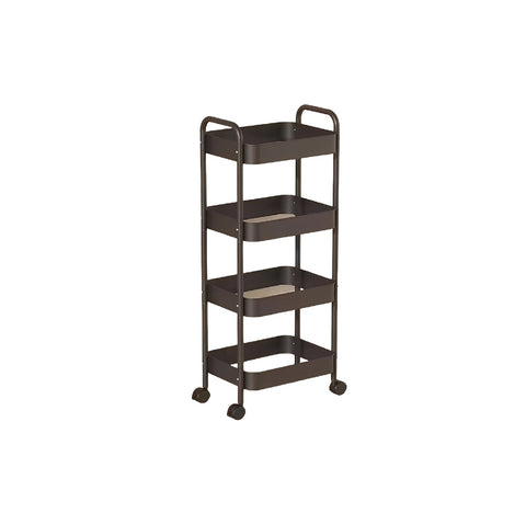 KRISHYAM® 4-Tier Metal Rolling Storage Trolley Cart with Wheels & Handle | Multipurpose Utility Organizer for Kitchen, Bathroom, Office & Salon | Heavy-Duty Steel (4-Layer Square)