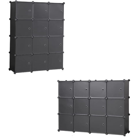 KriShyam ® 12 Door Plastic Sheet Wardrobe Storage Rack Closest Organizer for Clothes Kids Living Room Bedroom Small Accessories/bookcase/toys