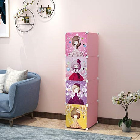 KriShyam® Portable Closet Wardrobe Cube Wardrobe for Hanging Clothes, Modular Cabinet for Space Saving, Ideal Storage Organizer Cube for Books, Toys, Towels (4/8/12 Box Barbie)