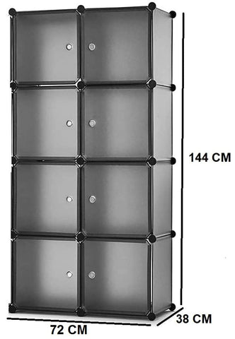 KriShyam ® 8 Door Plastic Sheet Wardrobe Storage Rack Closest Organizer for Clothes Kids Living Room Bedroom Small Accessories/bookcase/toys