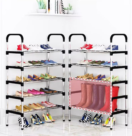 KriShyam® Stainless Steel Shoe Rack l 5 Layer Space-Saving and Rust-Resistant