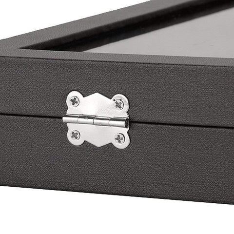 KriShyam® Fabric Glass Jewelry Ring Display Box Tray Holder Storage Box Organizer Display Storage Showcase Holder Organizer, Fabric Glass Tray Holder Storage Box Organizer (Black)