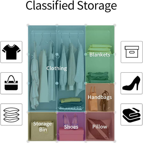 KriShyam ® 12 Door Plastic Sheet Wardrobe Storage Rack Closest Organizer for Clothes Kids Living Room Bedroom Small Accessories/bookcase/toys