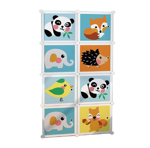 KriShyam ® 8 Door Plastic Sheet Wardrobe Storage Rack Closest Organizer for Clothes Kids Living Room Bedroom Small Accessories/bookcase/toys