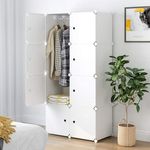KriShyam ® 8 Door Plastic Sheet Wardrobe Storage Rack Closest Organizer for Clothes Kids Living Room Bedroom Small Accessories/bookcase/toys