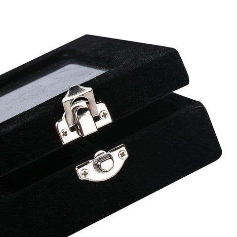 KriShyam® Earring Storage Case 24 Compartments Ring Velvet Display Case Box Earring Ring Organizer Velvet Jewelry Tray Cufflink Storage Showcase with Clear Glass Lid (Black)