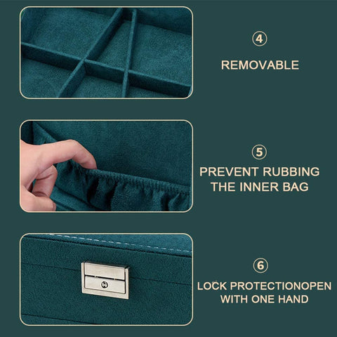 KriShyam® Jewelry Box Case Organizer Large Vintage Jewelry Organizer Boxes Earring Ring Necklace Rack Storage Drawer Container Gift Traveling Western Jewelry For Teen Girls Women(Green)