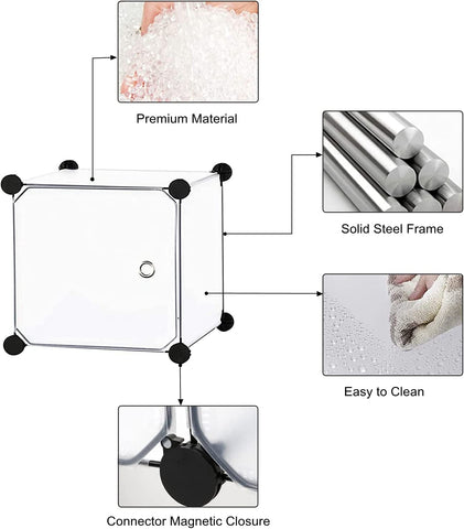 KriShyam ® 12 Door Plastic Sheet Wardrobe Storage Rack Closest Organizer for Clothes Kids Living Room Bedroom Small Accessories/bookcase/toys