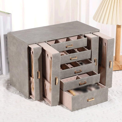 KRISHYAM® Large Jewelry Box for Women Jewelry Organizer Case with 9 Drawers for Necklaces Earrings Rings Gift Jewelry Storage Space Saving (grey, Pink, Red, White)