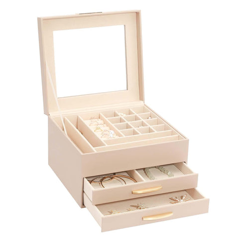 Krishyam® Clear Lid Jewelry Box,3 Layers Jewelry Organizer with 2 Drawers Large Multi-Functional Jewelry Storage Box for Necklace Earrings Bracelets Rings