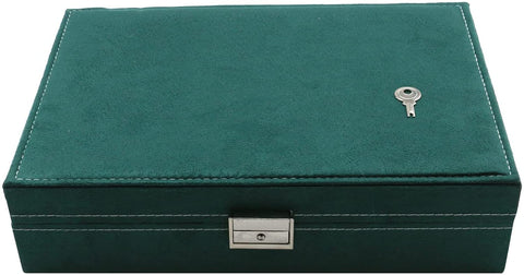 KriShyam® மல்டி-ஃபங்க்ஸ்னல் போர்ட்டபிள் ஜூவல்லரி பாக்ஸ் வெல்வெட் நெக்லஸ் காதணி வளையம் வளையல் நகை பெட்டி ஹோல்டர் ஆர்கனைசர் பெரிய கொள்ளளவு (நிறம்: பச்சை)