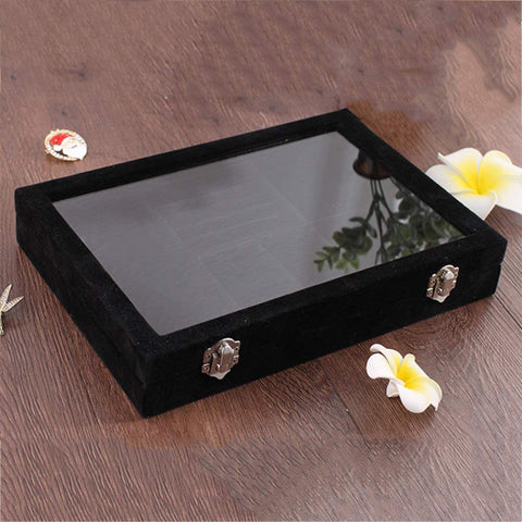 LockWomen ஜூவல்லரி ஸ்டோரேஜ் பேக்கேஜிங்குடன் கூடிய கிரிஷ்யாம்® மூடி நகைப் பெட்டி அமைப்பாளர் (9 வரிசைகள் காதணி மோதிரம் கேஸ் 9 கிரிட்) பெண்கள்/பெண்களுக்கான நகை சேமிப்பு பெட்டி (2 இல் 1)