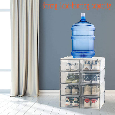 KriShyam® Shoe Storage Box,Shoe Box Plastic Stackable,Drawer Type Front  Opening,Shoe Organizer and Shoe Containers For Men/Women(Black) (Pack of 4)