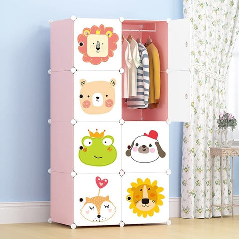 KriShyam ® 8 Door Plastic Sheet Wardrobe Storage Rack Closest Organizer for Clothes Kids Living Room Bedroom Small Accessories/bookcase/toys