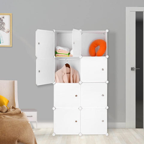KriShyam ® 8 Door Plastic Sheet Wardrobe Storage Rack Closest Organizer for Clothes Kids Living Room Bedroom Small Accessories/bookcase/toys