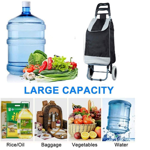 KriShyam® Folding Essential Shopping Trolley-Luggage-Bag-with-2 wheels (Navy Blue & Black )