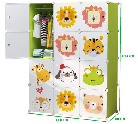KriShyam ® 12 Door Plastic Sheet Wardrobe Storage Rack Closest Organizer for Clothes Kids Living Room Bedroom Small Accessories/bookcase/toys
