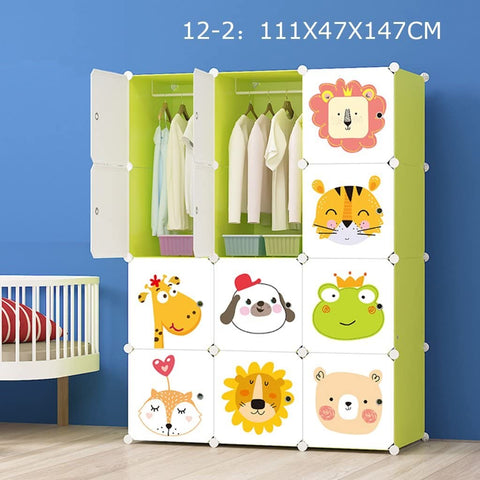 KriShyam ® 12 Door Plastic Sheet Wardrobe Storage Rack Closest Organizer for Clothes Kids Living Room Bedroom Small Accessories/bookcase/toys