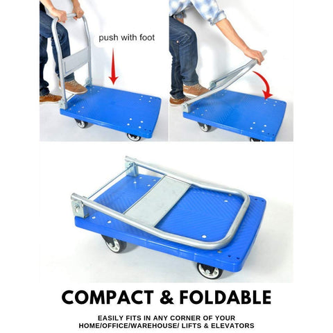 KriShyam®Platform Truck/Trolley with 300kg Weight Capacity and 360 Degree Swivel Wheels,Material Handling Goods Trolley for Home, Office, Warehouse & Industries - 60cm x 90cm